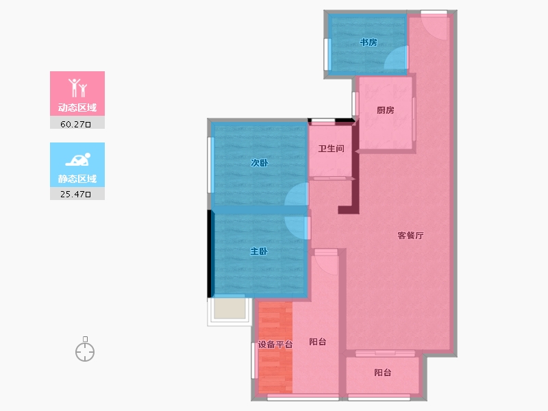 湖南省-长沙市-南�Z滨江书苑-75.80-户型库-动静分区