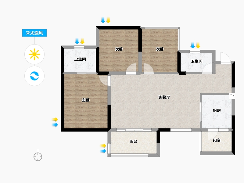 四川省-成都市-秦皇帝锦-92.95-户型库-采光通风