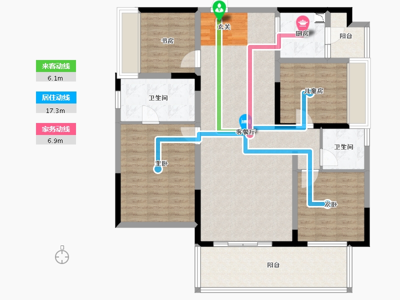 重庆-重庆市-华润公园九里-114.05-户型库-动静线