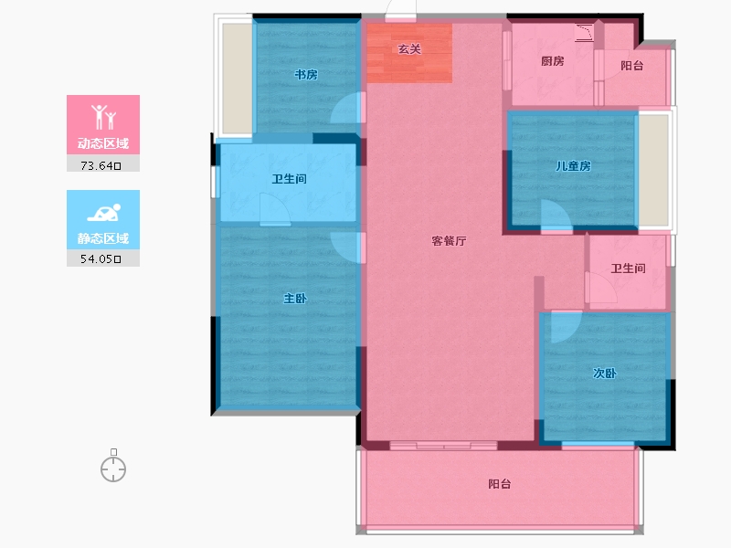 重庆-重庆市-华润公园九里-114.05-户型库-动静分区