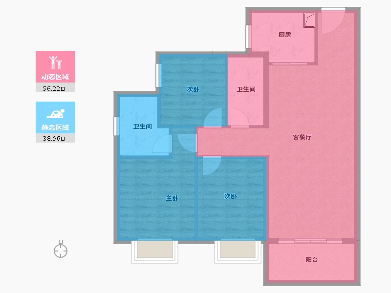 湖南省-长沙市-深业鹭栖府-85.74-户型库-动静分区