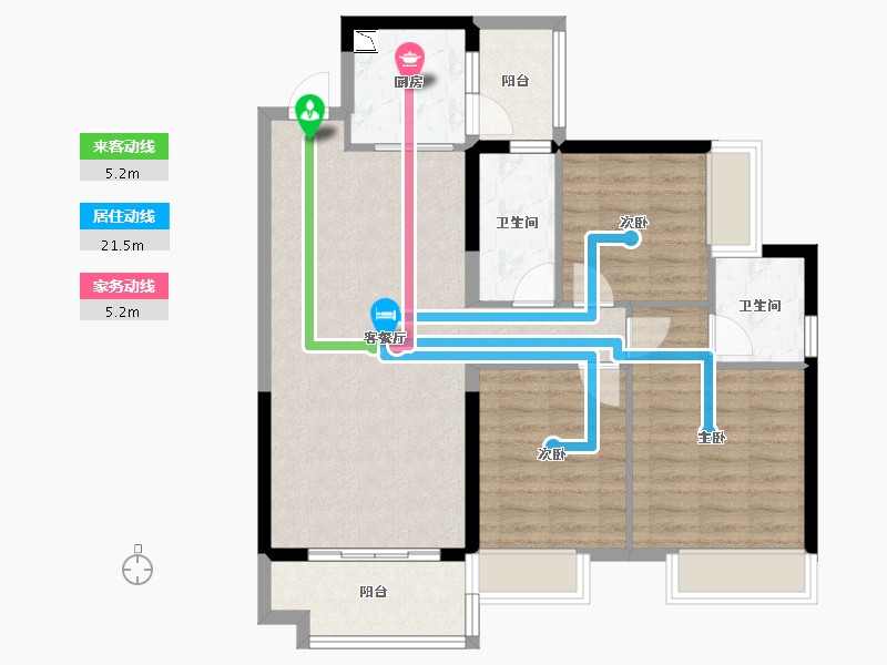 湖南省-娄底市-宁邦中心-86.33-户型库-动静线