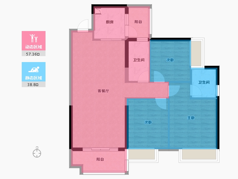 湖南省-娄底市-宁邦中心-86.33-户型库-动静分区