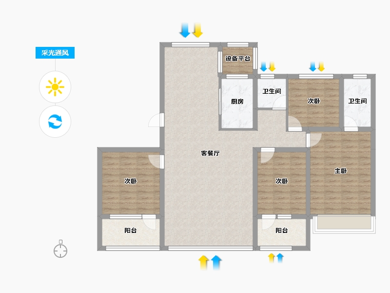 山东省-青岛市-青特地铁花屿城-124.77-户型库-采光通风