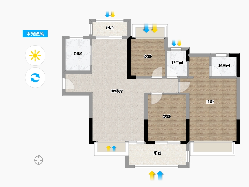 青海省-海南藏族自治州-合隆・中央公园-87.29-户型库-采光通风