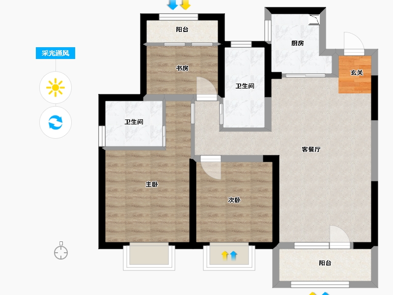 天津-天津市-东昊骏�Z学府-77.91-户型库-采光通风