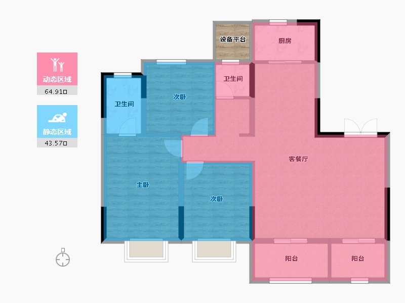 江苏省-扬州市-绿地 也今东南-100.21-户型库-动静分区