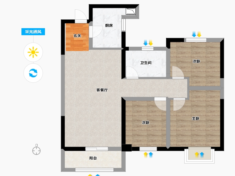 湖北省-武汉市-电建地产�吃糜�府-77.64-户型库-采光通风