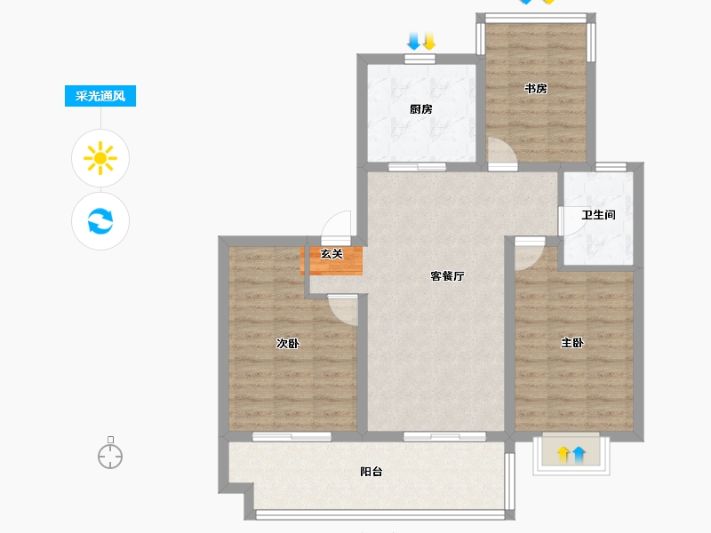 安徽省-合肥市-中梁力高云湖印-83.20-户型库-采光通风