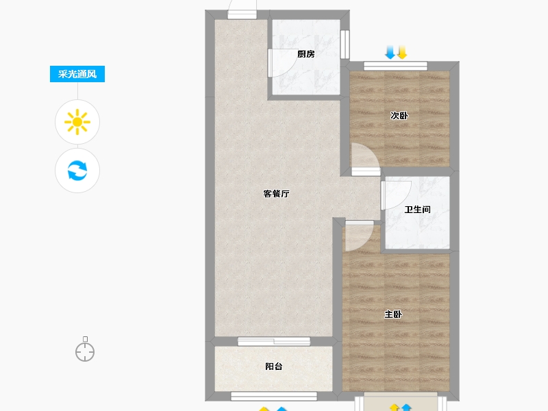 山西省-太原市-恒大雅苑-58.82-户型库-采光通风