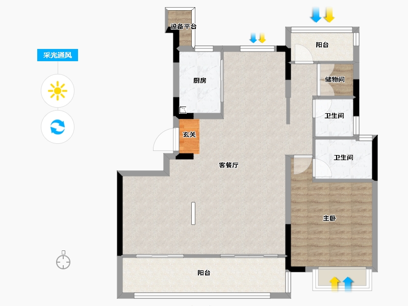 安徽省-合肥市-�嘣猛�-96.80-户型库-采光通风