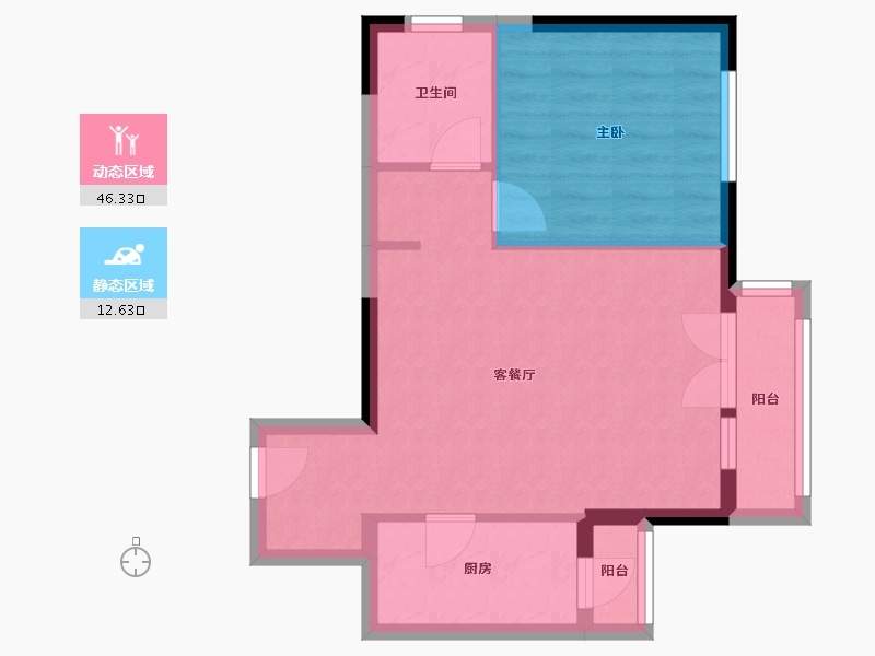 北京-北京市-汇航桃园-52.69-户型库-动静分区