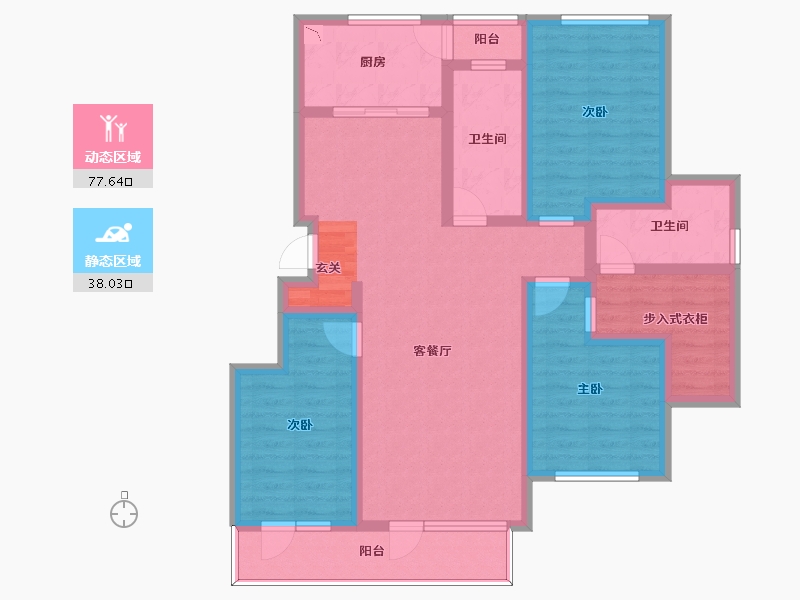 辽宁省-大连市-蔷薇园-101.35-户型库-动静分区