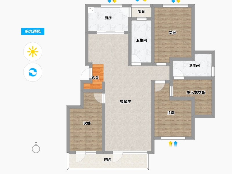 辽宁省-大连市-蔷薇园-101.35-户型库-采光通风