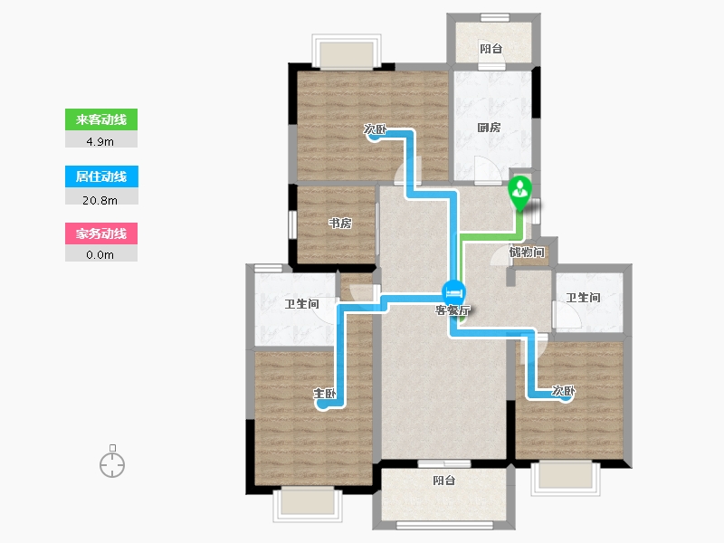 江苏省-扬州市-颐和公馆-110.19-户型库-动静线