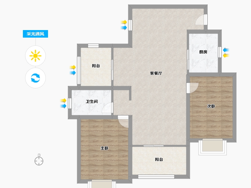 安徽省-合肥市-锦绣大地城二期-85.00-户型库-采光通风