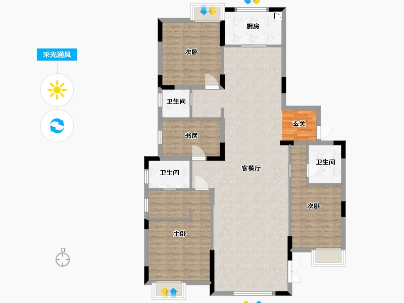 湖北省-武汉市-天赐金龙城-132.29-户型库-采光通风