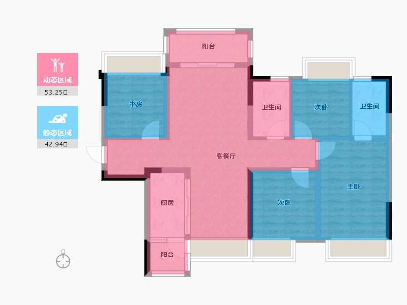 贵州省-贵阳市-蓝光雍景湾-85.13-户型库-动静分区