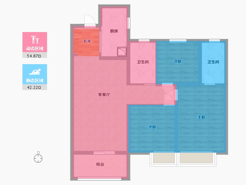 湖北省-武汉市-金地中核格林格林-85.98-户型库-动静分区