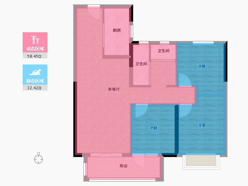 湖北省-武汉市-新城桃李郡-81.60-户型库-动静分区