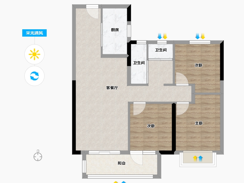 湖北省-武汉市-新城桃李郡-81.60-户型库-采光通风