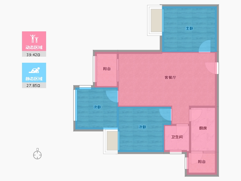 重庆-重庆市-港城印象-60.61-户型库-动静分区