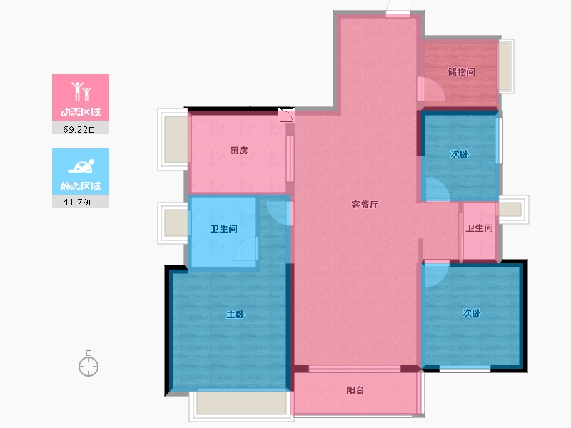 贵州省-贵阳市-中天金融城国际社区-100.08-户型库-动静分区