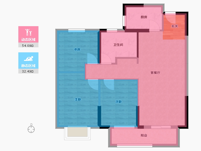 湖北省-武汉市-宝业星毓府-77.52-户型库-动静分区