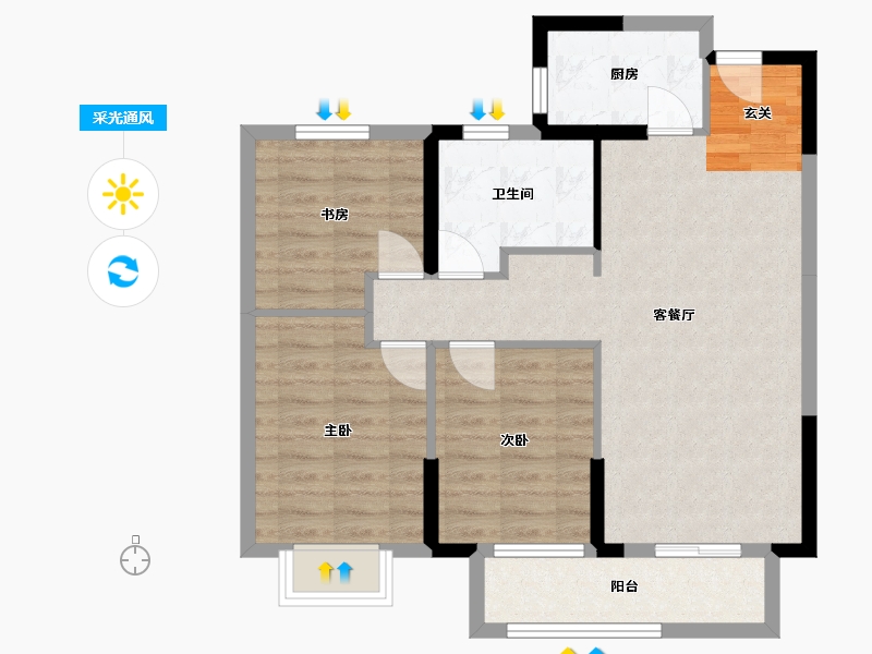 湖北省-武汉市-宝业星毓府-77.52-户型库-采光通风