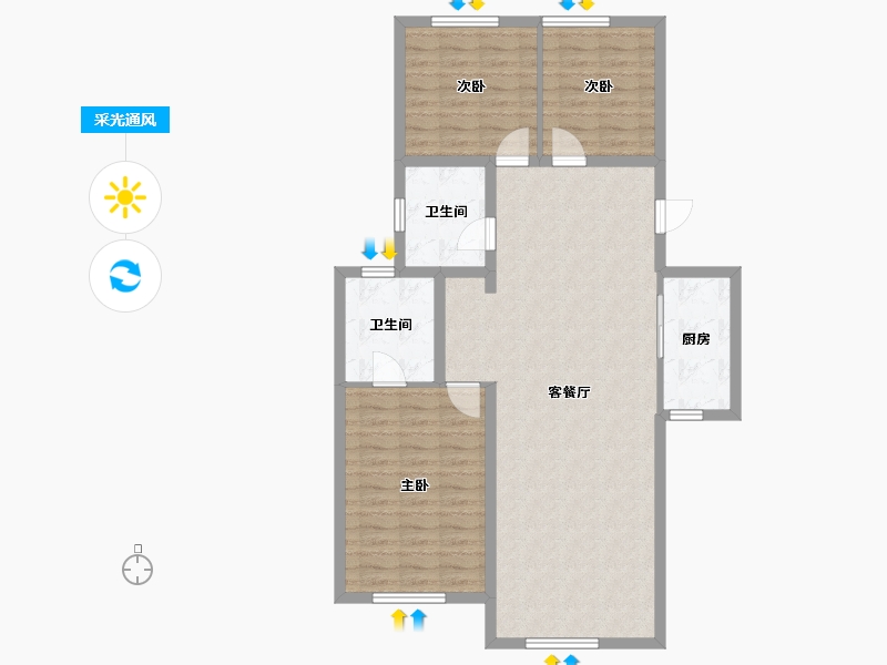 河北省-沧州市-孔雀城-96.39-户型库-采光通风