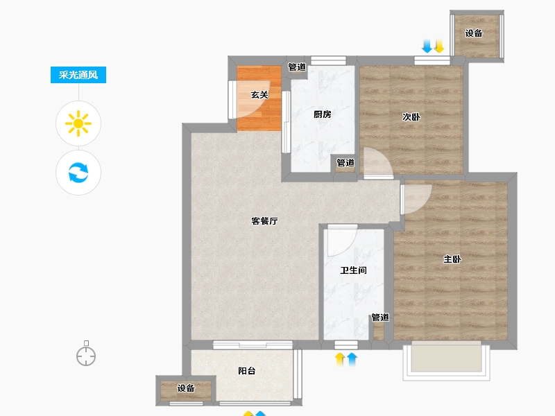 江苏省-南京市-�Z悦名邸-62.00-户型库-采光通风