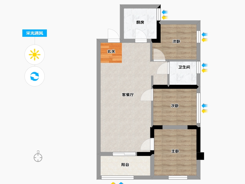 福建省-福州市-龙湖盛天兰园 | 春江天玺-59.22-户型库-采光通风