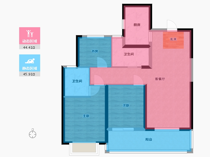 江苏省-南京市-蓝光睿创新筑-80.36-户型库-动静分区