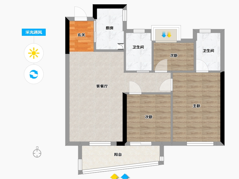 福建省-福州市-旭辉・江山�出-71.00-户型库-采光通风