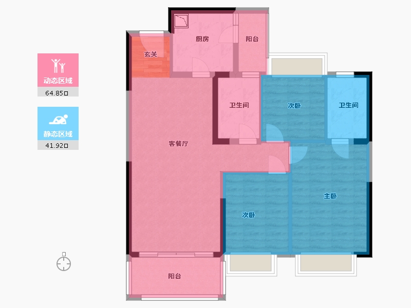 福建省-福州市-福清恒大御景半岛-96.01-户型库-动静分区