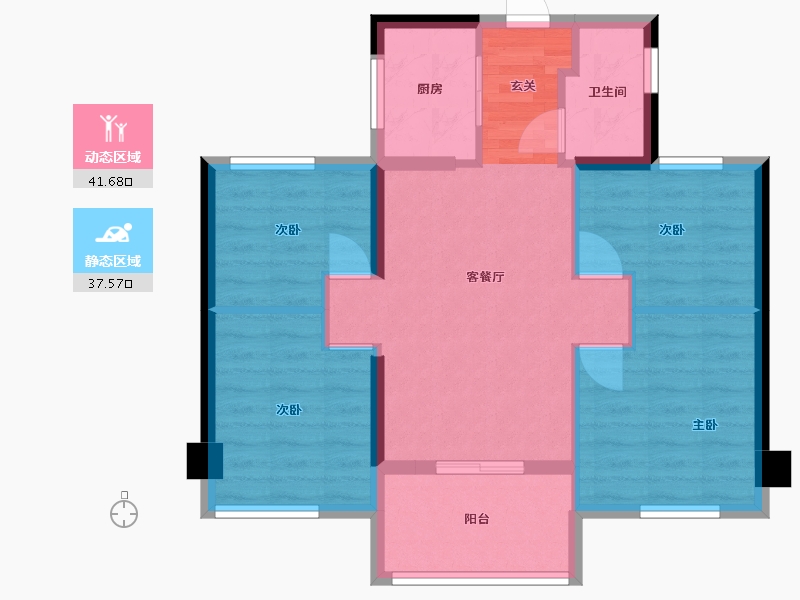 福建省-福州市-世茂・远洋东江湾-70.56-户型库-动静分区