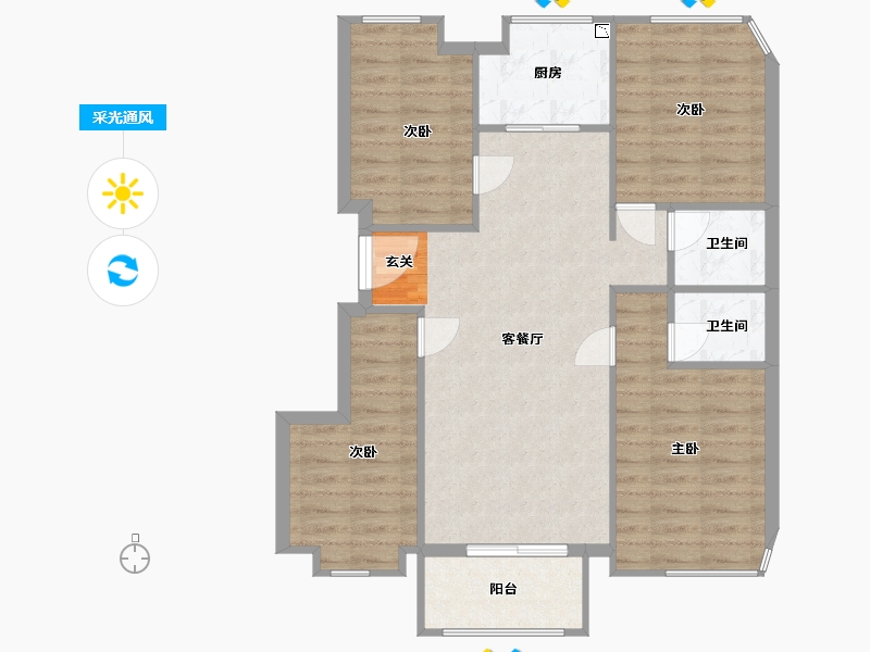 福建省-福州市-武夷澜庭-87.11-户型库-采光通风