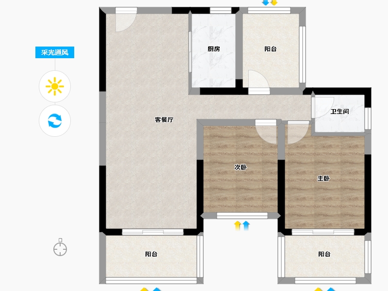 湖南省-益阳市-鸿雁华府-73.79-户型库-采光通风