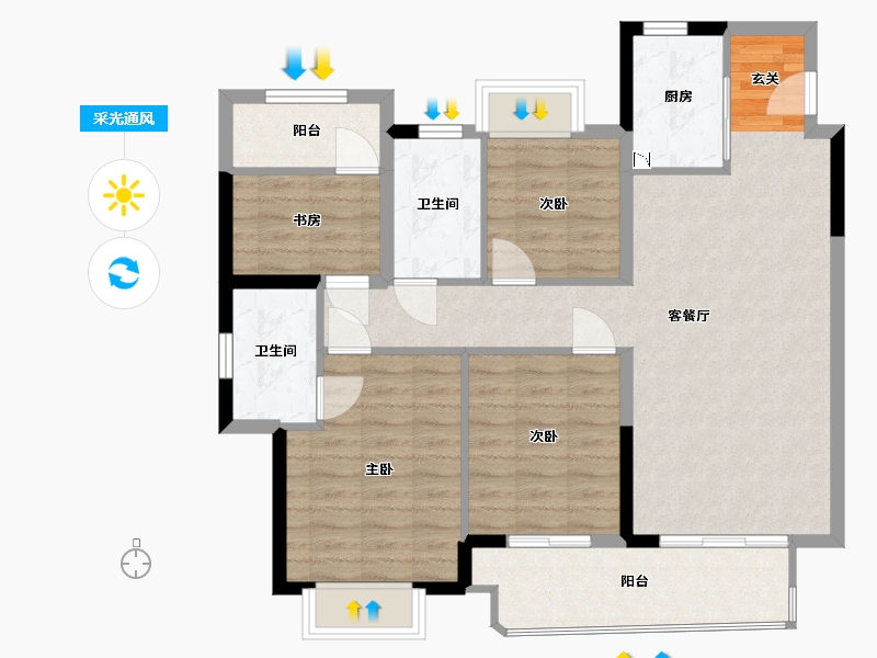 福建省-福州市-旭辉・江山�出-96.00-户型库-采光通风