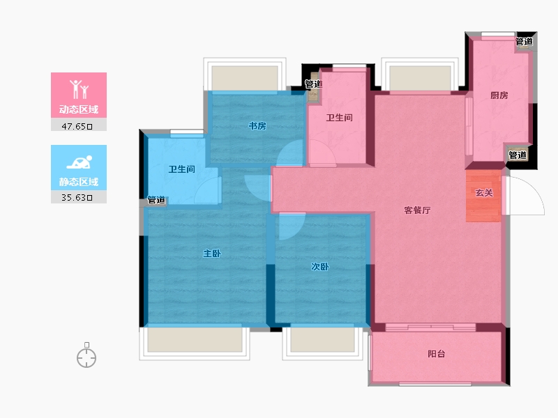 江苏省-南京市-金轮翠雍华庭-75.42-户型库-动静分区