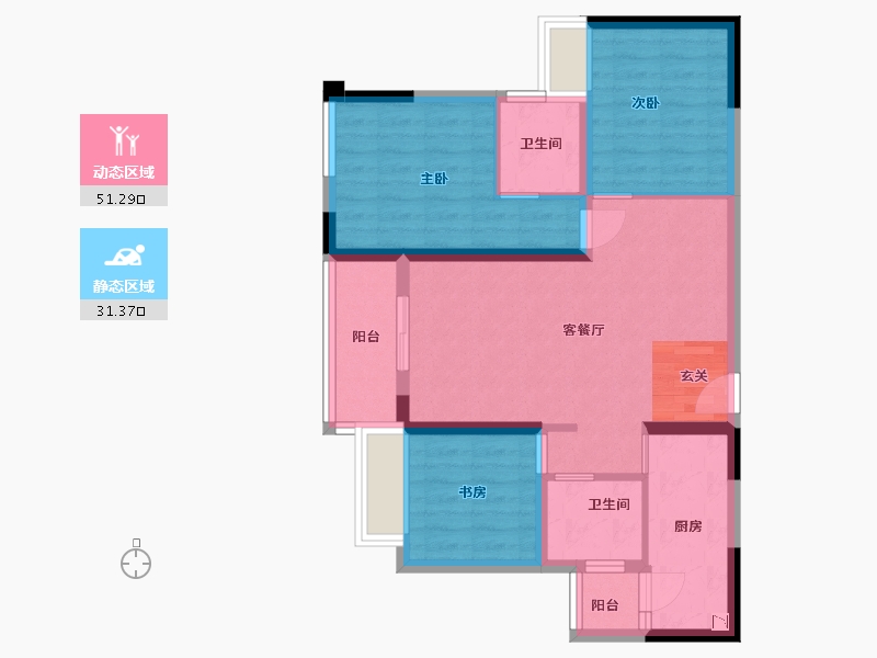 重庆-重庆市-阳光城・翡丽公园-72.78-户型库-动静分区