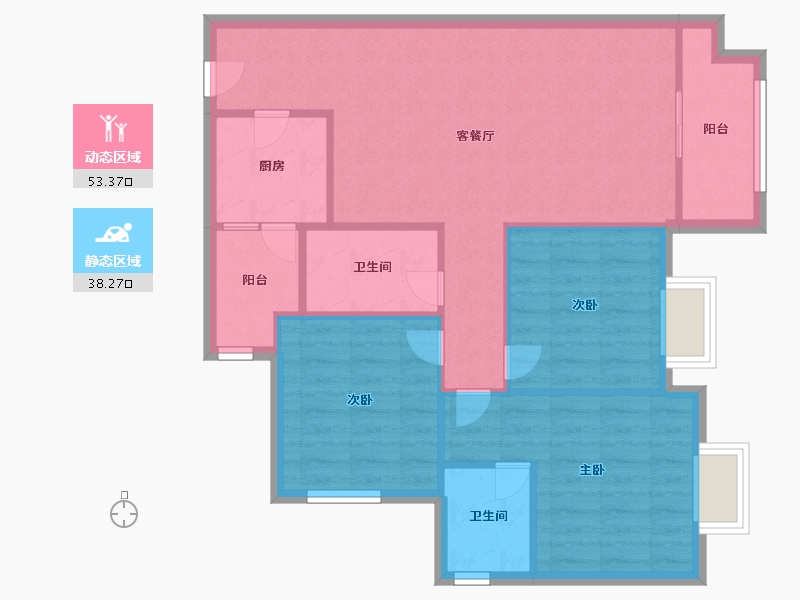 重庆-重庆市-象屿·观悦府-83.00-户型库-动静分区