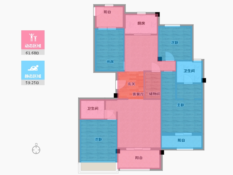 浙江省-嘉兴市-时代悦府-108.67-户型库-动静分区