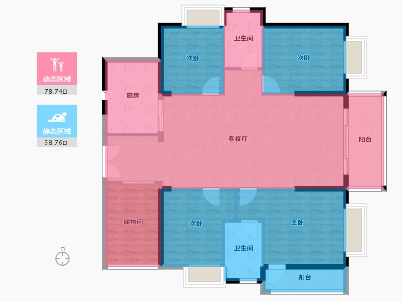 云南省-保山市-坤泰中央名门-124.99-户型库-动静分区