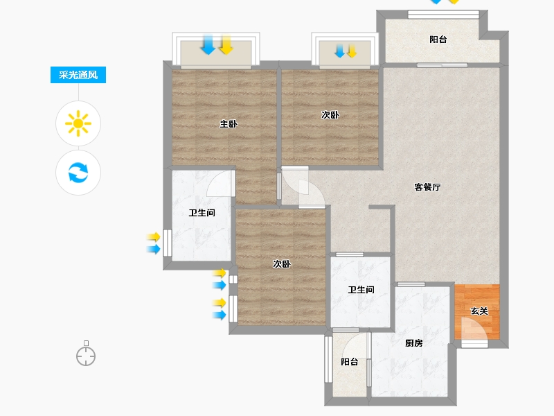 四川省-成都市-新城金樾府邸-78.65-户型库-采光通风