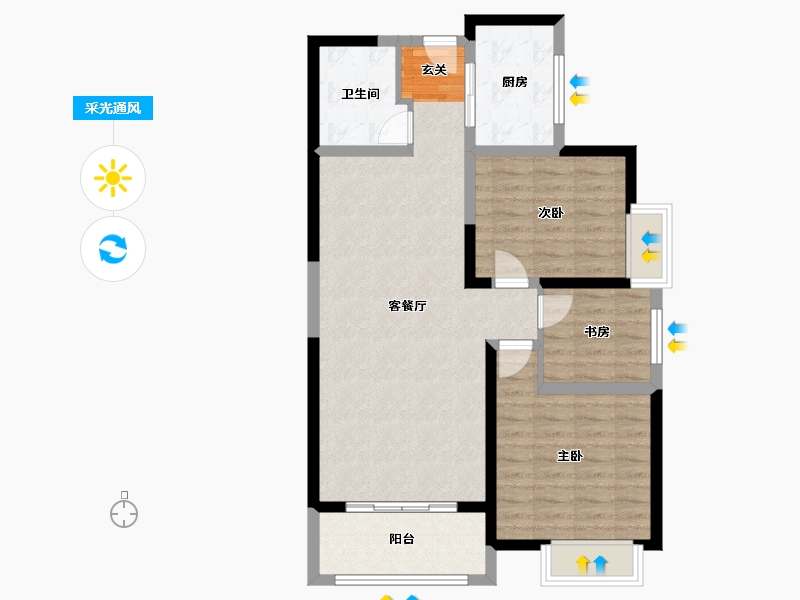 陕西省-咸阳市-中央领域-82.98-户型库-采光通风