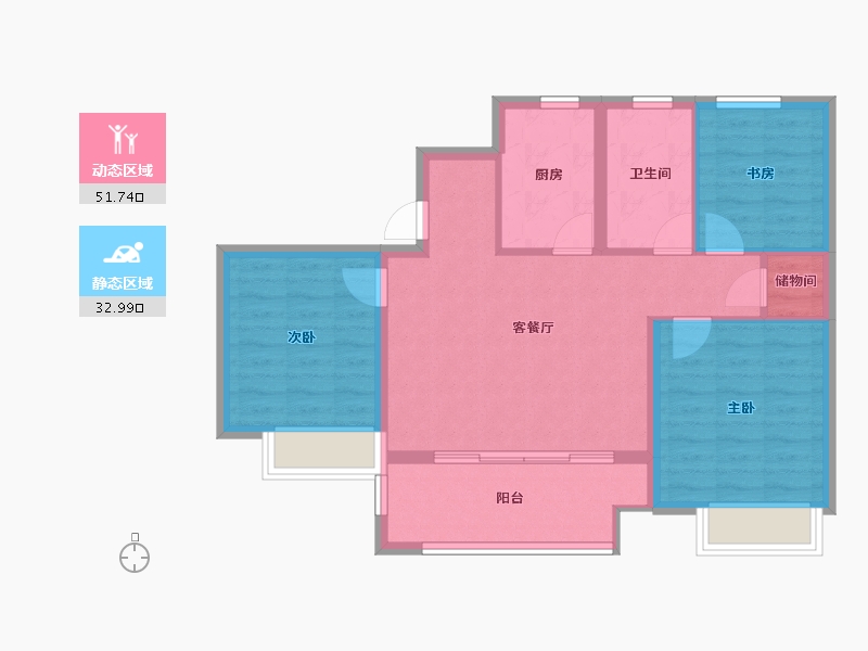 江苏省-无锡市-万科・新酩悦-76.01-户型库-动静分区