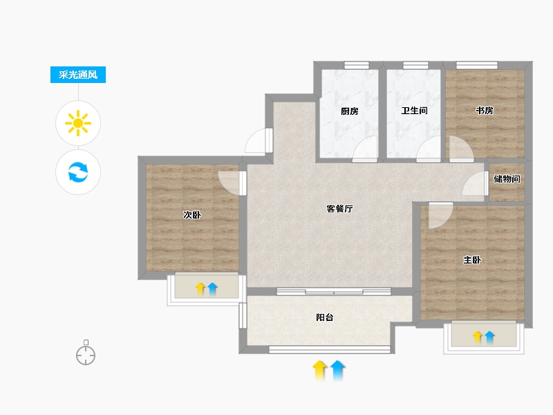 江苏省-无锡市-万科・新酩悦-76.01-户型库-采光通风