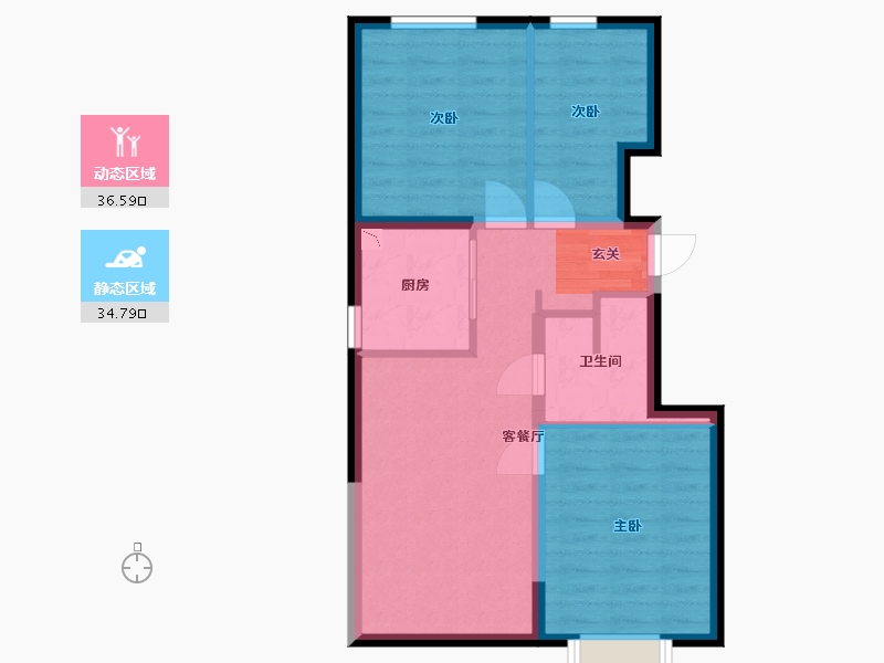 江苏省-南通市-城市之光・东望-63.42-户型库-动静分区