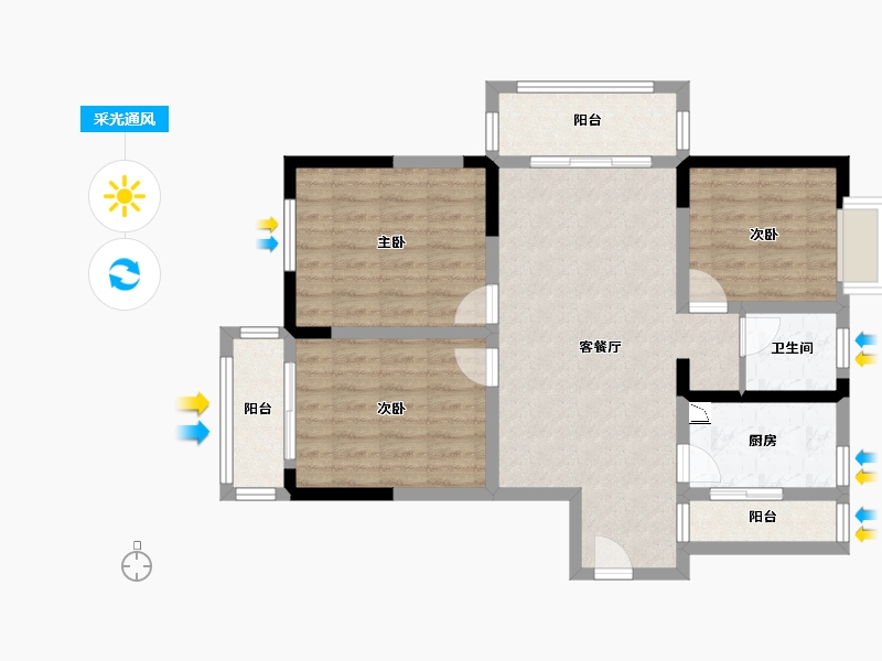 湖北省-宜昌市-樵湖街8号-84.06-户型库-采光通风